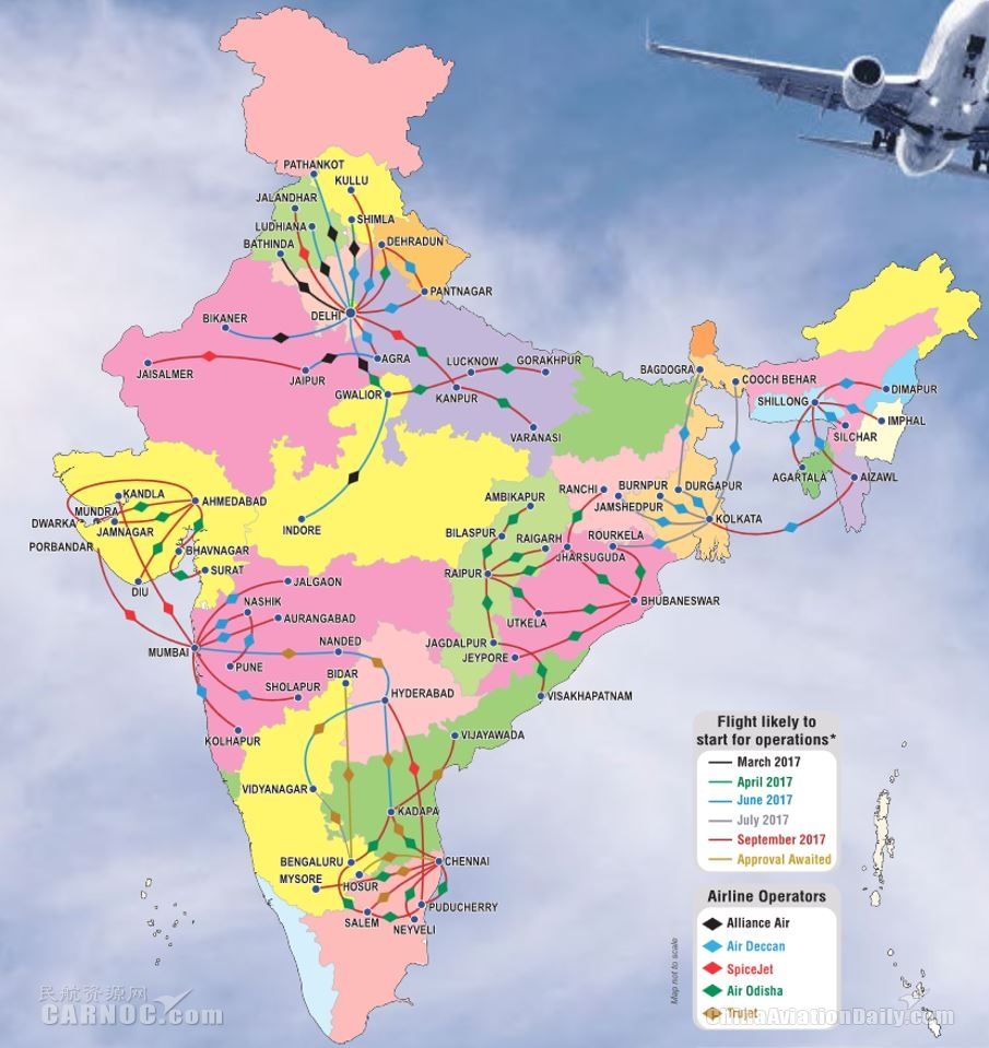 information regions)将印度分为5个区域,西区24个机场,北区17个机场